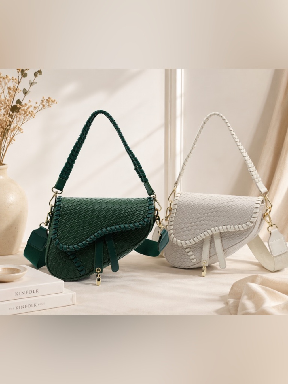 Beautiful fashion women saddle shoulder bag crossbody satchel  woven pvc New